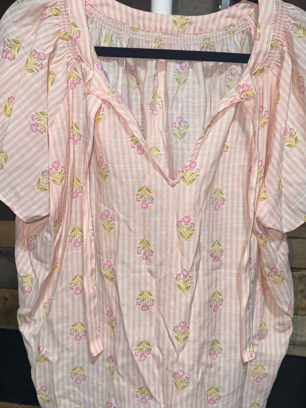LC Lauren Conrad Pink Striped Floral Peasant Tunic 1X